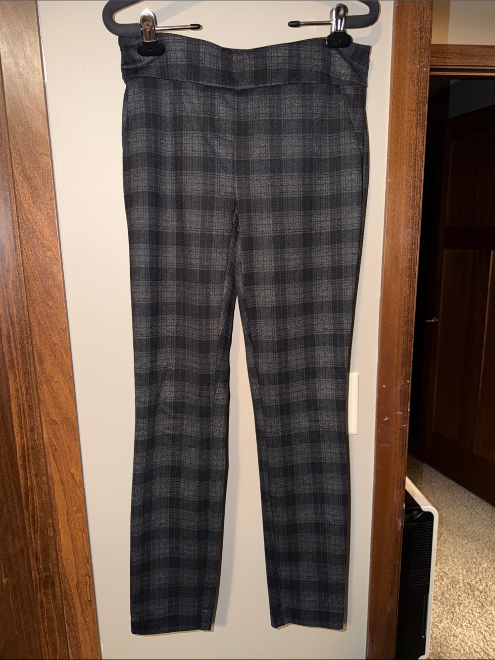 Hilary Radley Gray Plaid Straight-Leg Pants